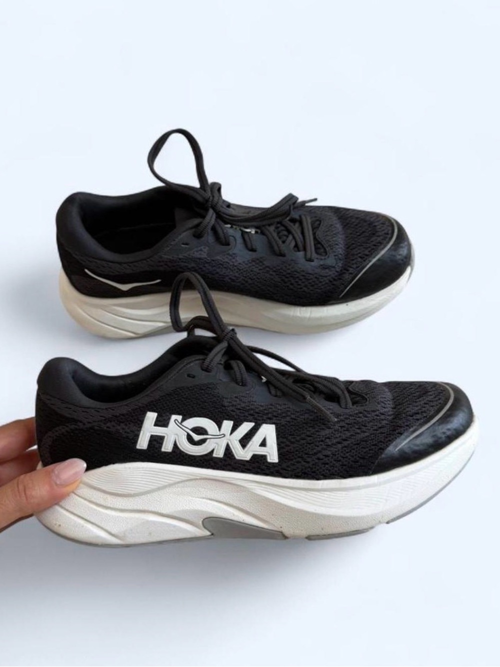 Hoka Black and White Cushioned Running Trainers